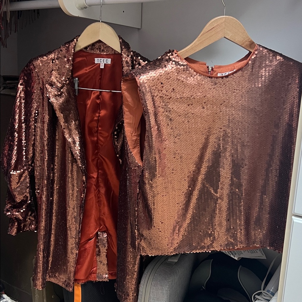 Sequin jacket with matching tank